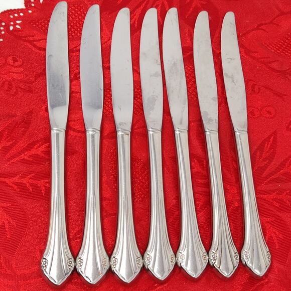 7X BK Oneida Rogers USA Bittersweet Repose Stainless Dinner Butter Knives - Picture 8 of 12